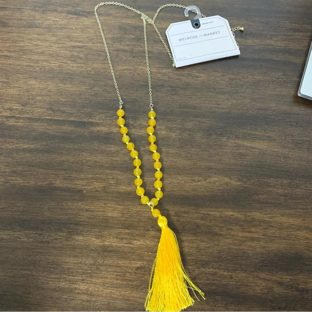 Melrose and Market yellow tassel long necklace